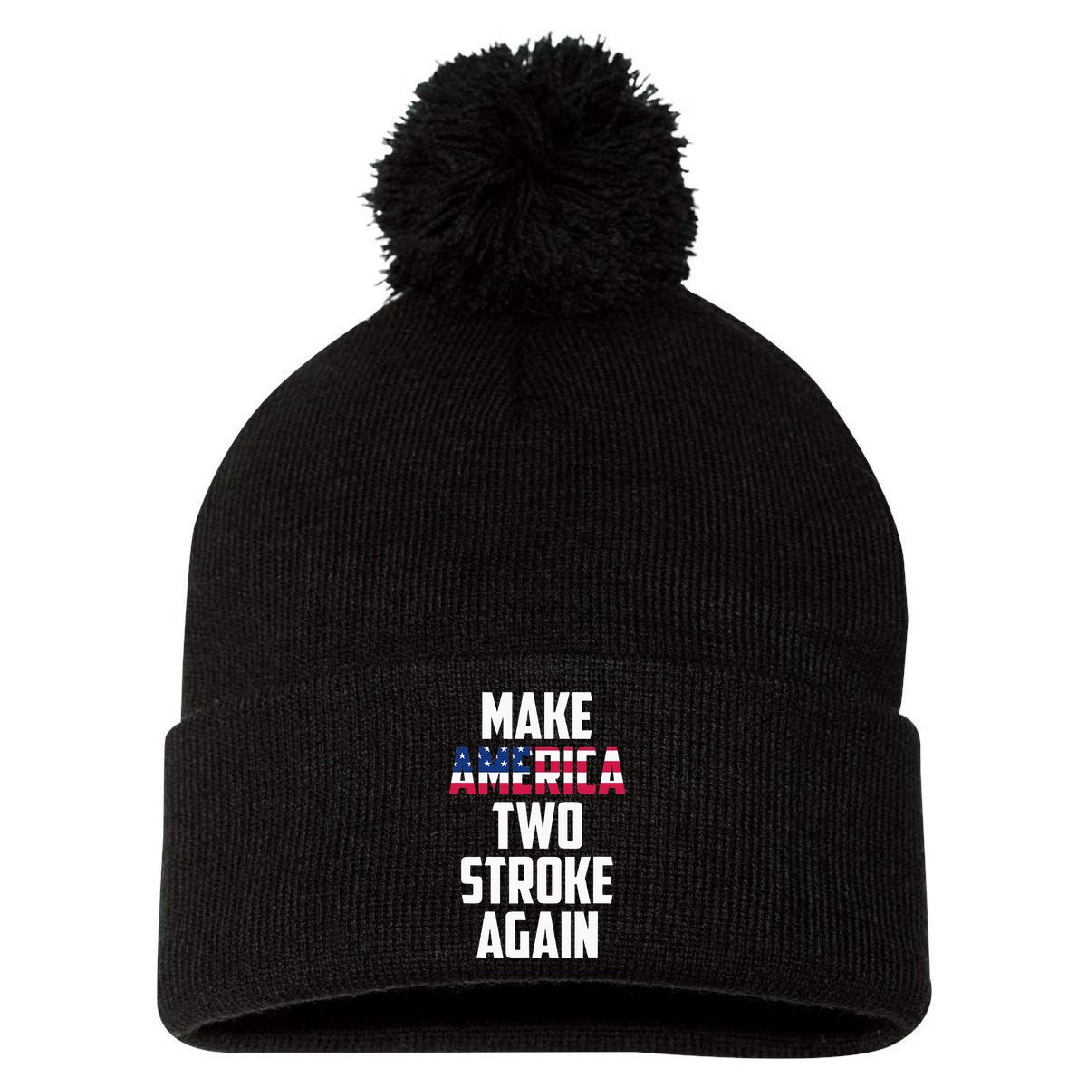 Make America Two Stroke Again Bikers Motorcycle Pom Pom 12in Knit Beanie