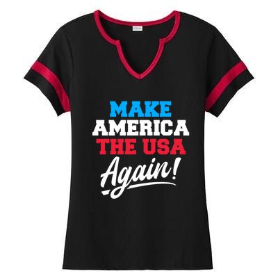 Make America The Usa Again Usa Patriotic Political Statet Gift Ladies Halftime Notch Neck Tee