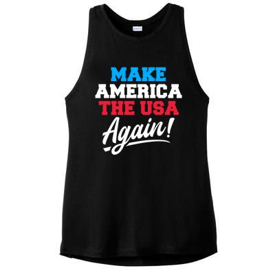 Make America The Usa Again Usa Patriotic Political Statet Gift Ladies PosiCharge Tri-Blend Wicking Tank