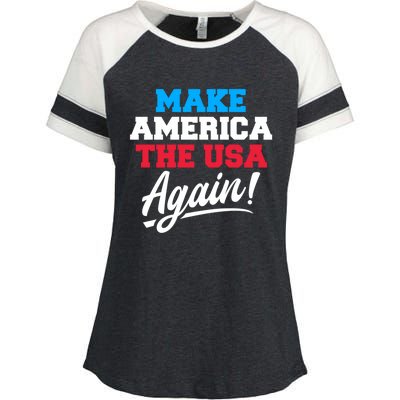 Make America The Usa Again Usa Patriotic Political Statet Gift Enza Ladies Jersey Colorblock Tee