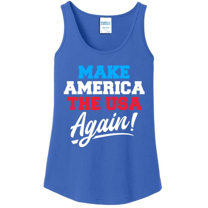 Make America The Usa Again Usa Patriotic Political Statet Gift Ladies Essential Tank