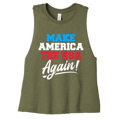 Make America The Usa Again Usa Patriotic Political Statet Gift Women's Racerback Cropped Tank