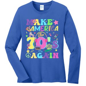 Make America The 70s Again Groovy Retro 70s Seventies Vibe Gift Ladies Long Sleeve Shirt