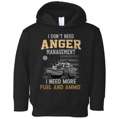 M1 Abrams Tank Funny Patriotic American Tanker Flag I Dont Need Anger Managemen Toddler Hoodie