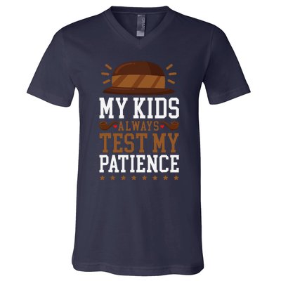 My Always Test My Patience Grandfather Uncle Dad Papa V-Neck T-Shirt