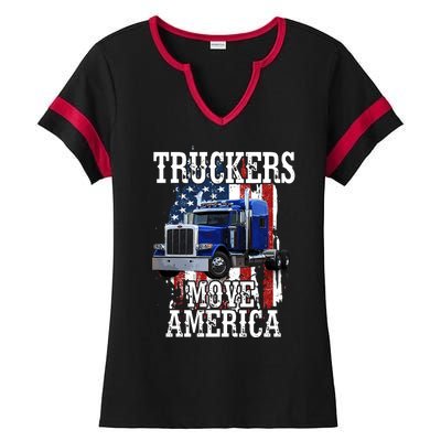 Move America Truckers USA Ladies Halftime Notch Neck Tee