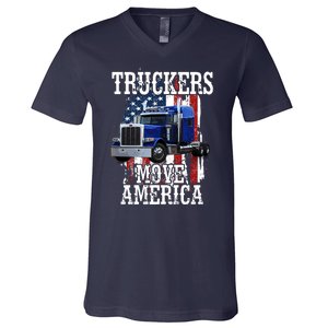 Move America Truckers USA V-Neck T-Shirt