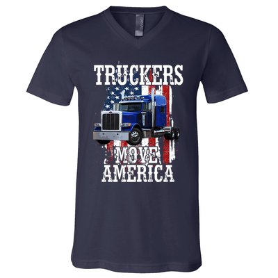 Move America Truckers USA V-Neck T-Shirt
