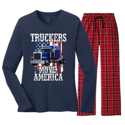 Move America Truckers USA Women's Long Sleeve Flannel Pajama Set 