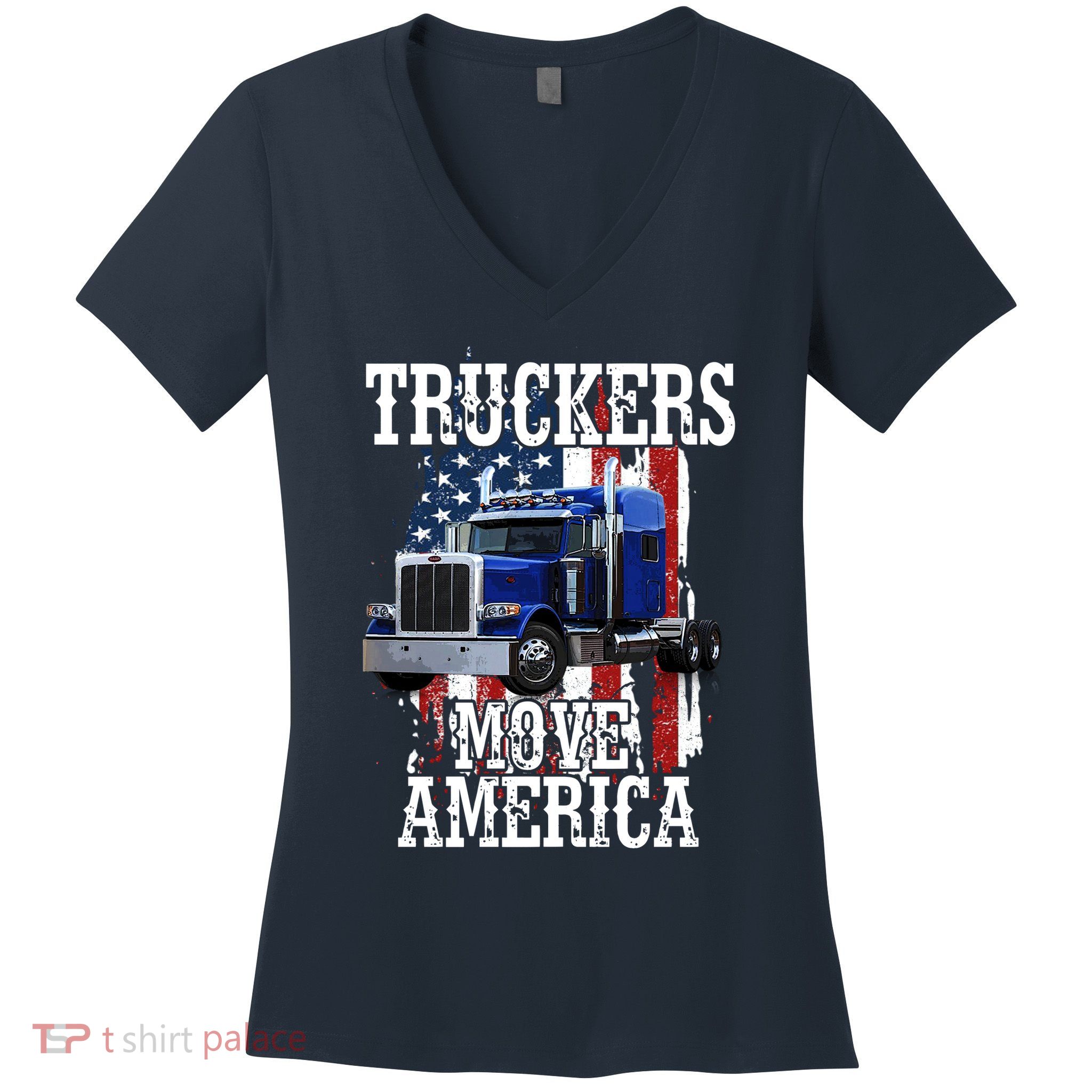 Move America Truckers USA Women's V-Neck T-Shirt