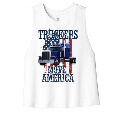 Move America Truckers USA Women's Racerback Cropped Tank