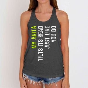 My Akita Tilts Its Head Just Like You Do Dog Lover Women's Knotted Racerback Tank