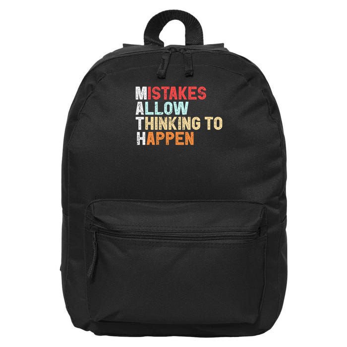 Mistakes Allow Thinking To Happen Math Teacher Math Amazon.com 16 in Basic Backpack