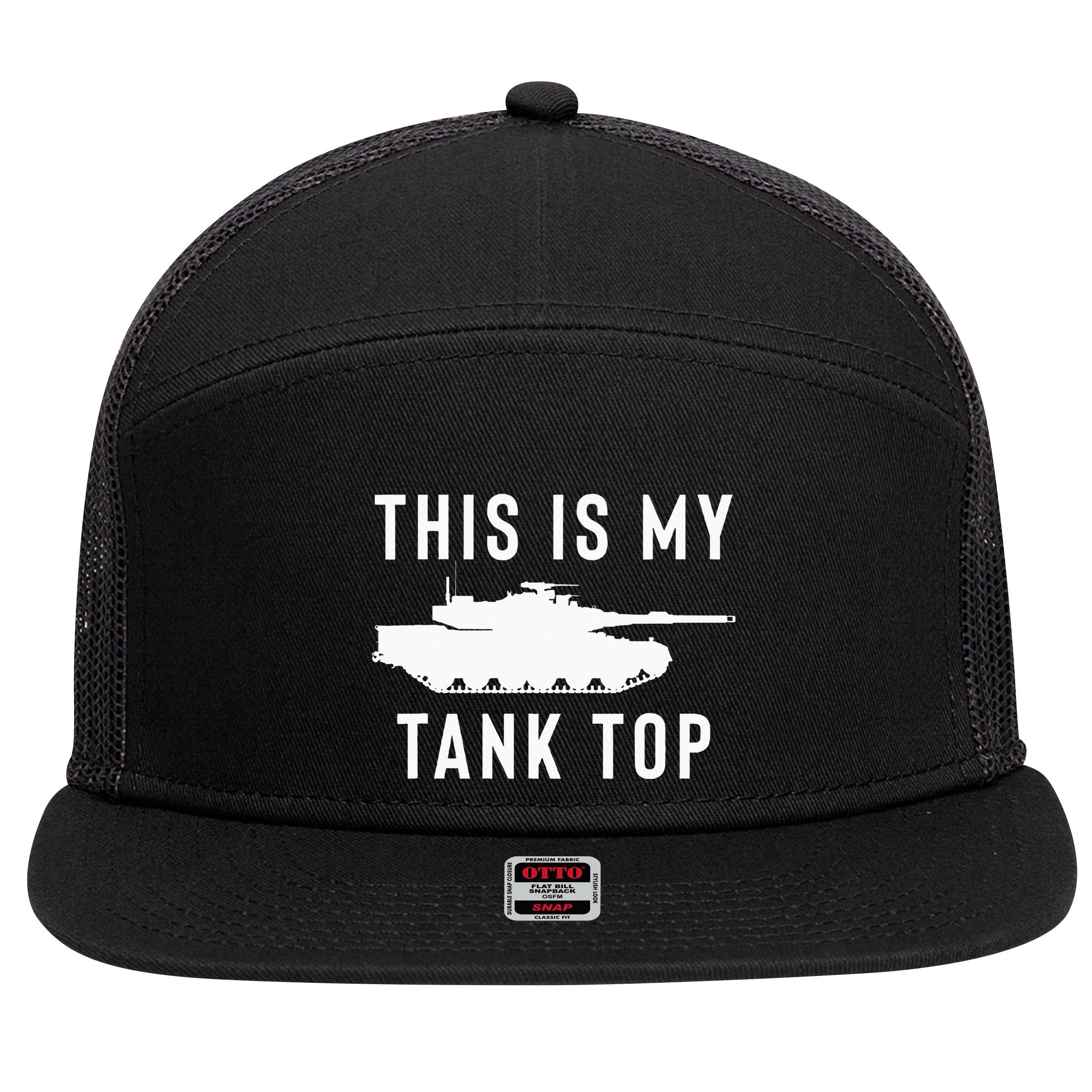 M1 Abrams Tank Funny Sarcastic Military Pun Gift 7 Panel Mesh Trucker Snapback Hat