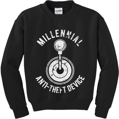 Millennial Anti Theft Device Funny Manual Transmission Kids Sweatshirt