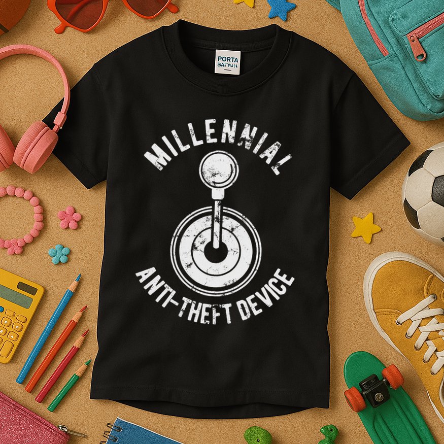 Millennial Anti Theft Device Funny Manual Transmission Kids T-Shirt