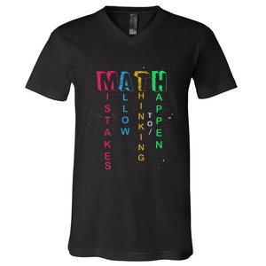 Mistakes Allow Thinking To Happen School Math Teacher V-Neck T-Shirt