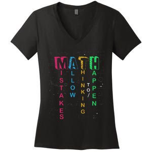 Mistakes Allow Thinking To Happen School Math Teacher Women's V-Neck T-Shirt