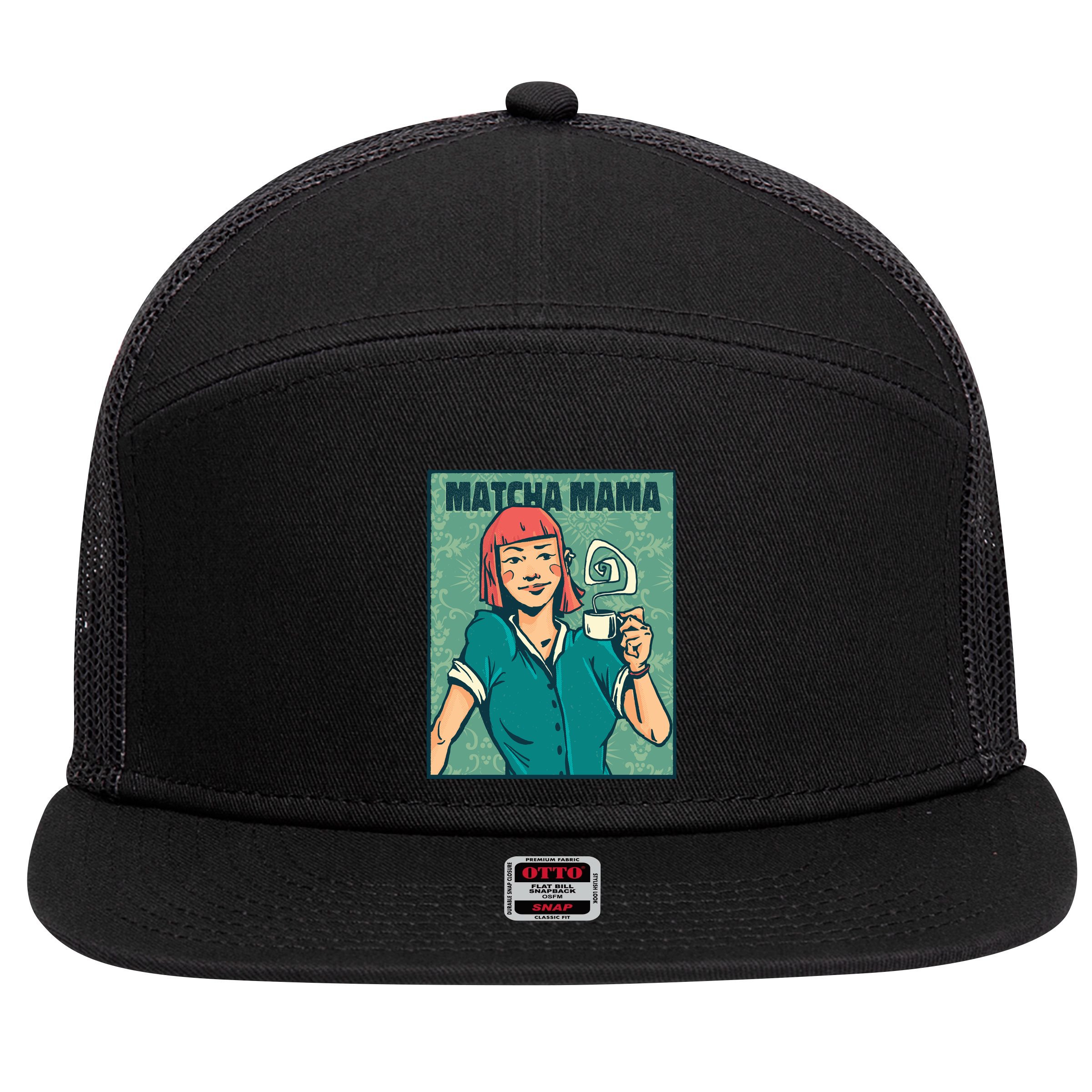 Matcha Mama 7 Panel Mesh Trucker Snapback Hat