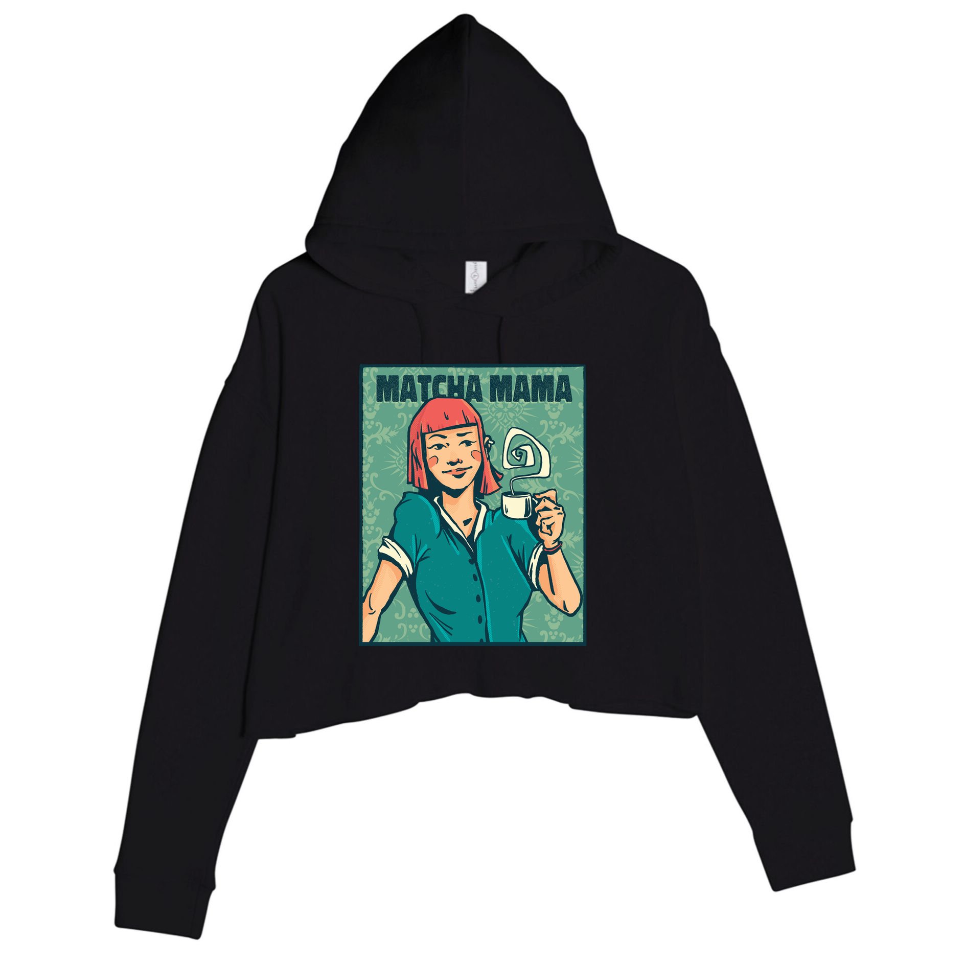 Matcha Mama Crop Fleece Hoodie