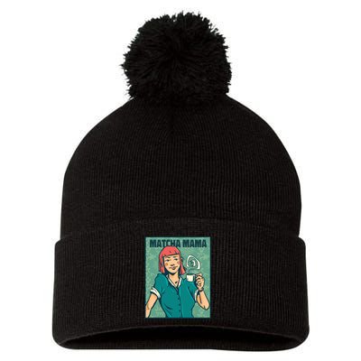 Matcha Mama Pom Pom 12in Knit Beanie