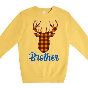 Matching Holiday Family Plaid Reindeer Brother Premium Crewneck Sweatshirt