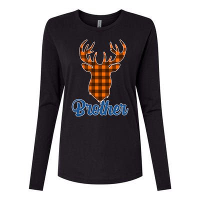 Matching Holiday Family Plaid Reindeer Brother Womens Cotton Relaxed Long Sleeve T-Shirt