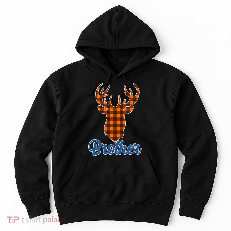 Matching Holiday Family Plaid Reindeer Brother Hoodie