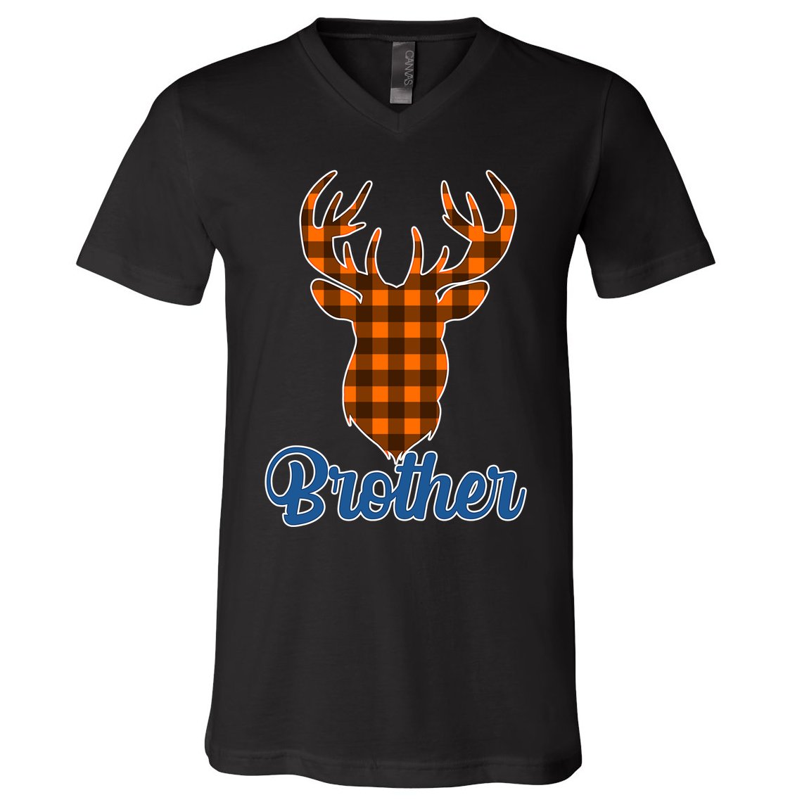 Matching Holiday Family Plaid Reindeer Brother V-Neck T-Shirt