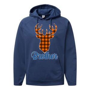 Matching Holiday Family Plaid Reindeer Brother Performance Fleece Hoodie