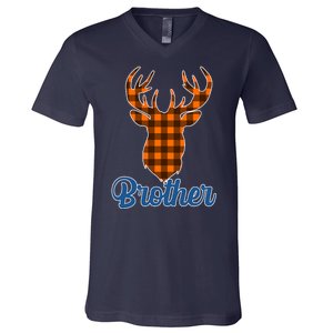 Matching Holiday Family Plaid Reindeer Brother V-Neck T-Shirt