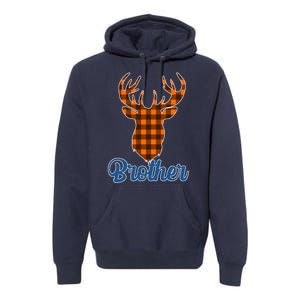 Matching Holiday Family Plaid Reindeer Brother Premium Hoodie