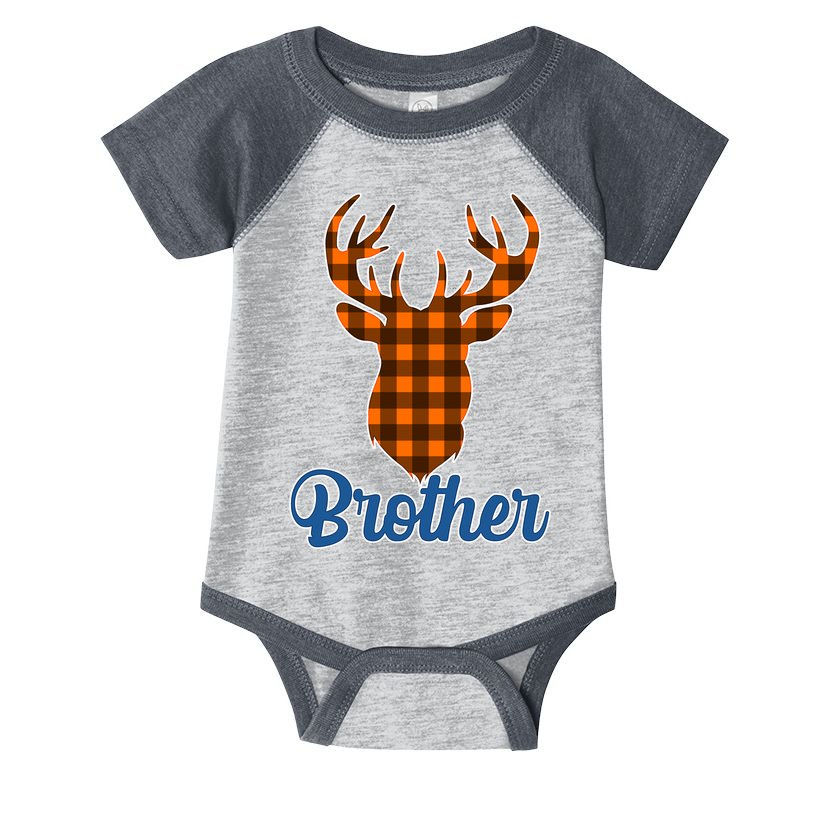 Matching Holiday Family Plaid Reindeer Brother Infant Baby Jersey Bodysuit