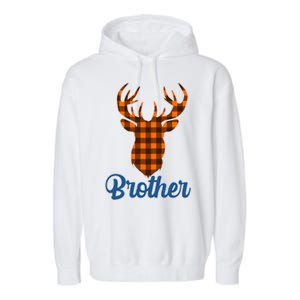 Matching Holiday Family Plaid Reindeer Brother Garment-Dyed Fleece Hoodie