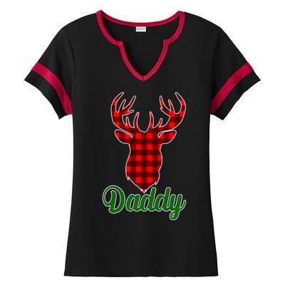 Matching Holiday Family Plaid Reindeer Daddy Ladies Halftime Notch Neck Tee