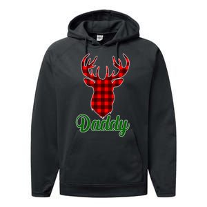 Matching Holiday Family Plaid Reindeer Daddy Performance Fleece Hoodie