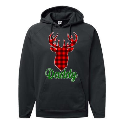 Matching Holiday Family Plaid Reindeer Daddy Performance Fleece Hoodie