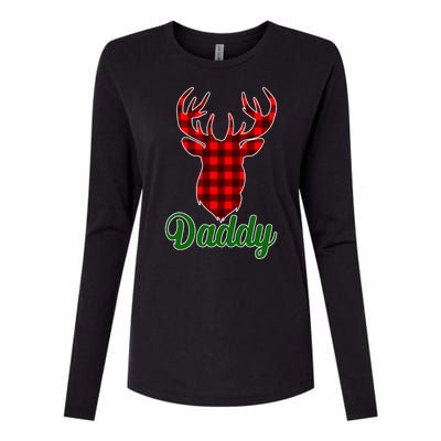 Matching Holiday Family Plaid Reindeer Daddy Womens Cotton Relaxed Long Sleeve T-Shirt