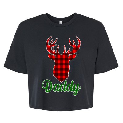 Matching Holiday Family Plaid Reindeer Daddy Bella+Canvas Jersey Crop Tee