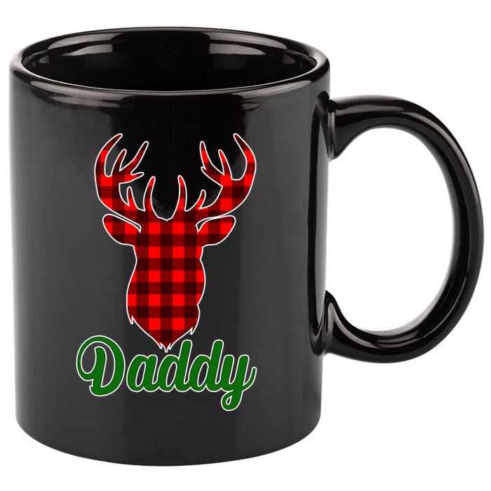 Matching Holiday Family Plaid Reindeer Daddy 11oz C Handle Ceramic Mug