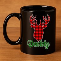 Matching Holiday Family Plaid Reindeer Daddy 11oz C Handle Ceramic Mug