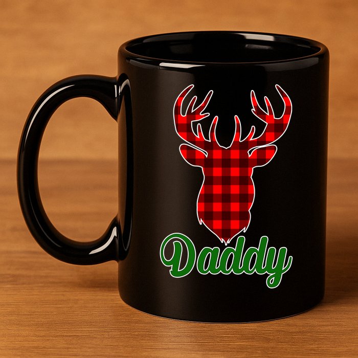 Matching Holiday Family Plaid Reindeer Daddy 11oz C Handle Ceramic Mug
