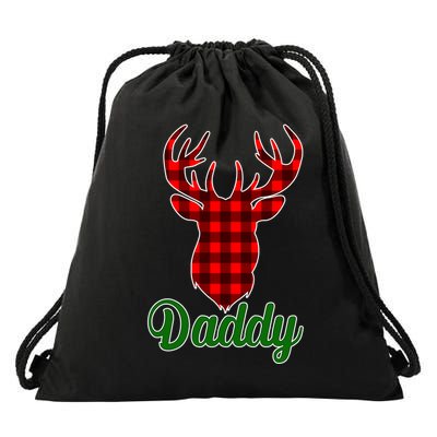 Matching Holiday Family Plaid Reindeer Daddy Drawstring Bag