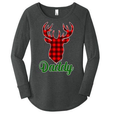 Matching Holiday Family Plaid Reindeer Daddy Women's Perfect Tri Tunic Long Sleeve Shirt