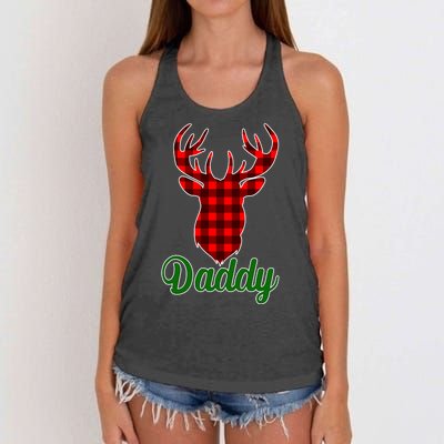 Matching Holiday Family Plaid Reindeer Daddy Women's Knotted Racerback Tank