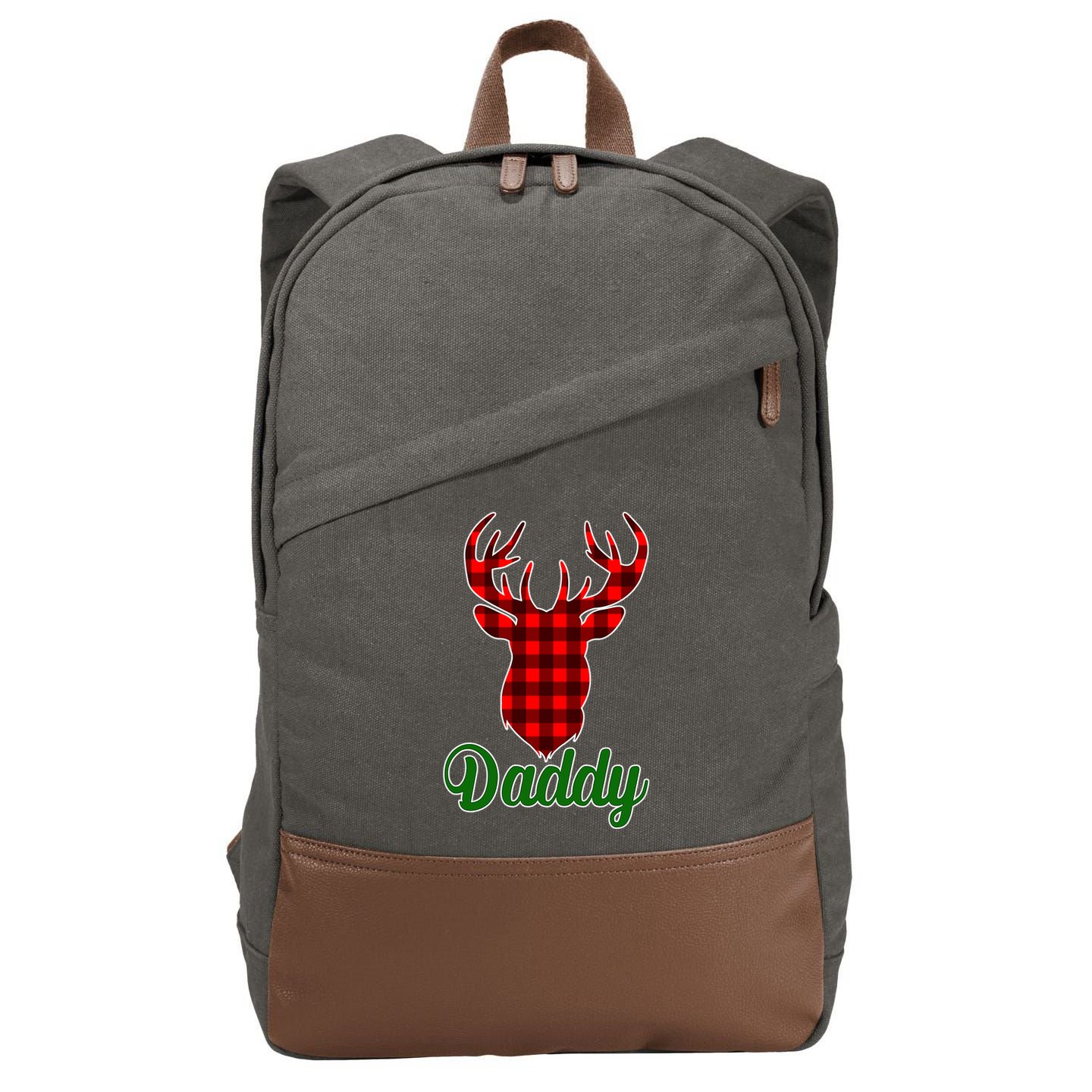 Matching Holiday Family Plaid Reindeer Daddy Cotton Canvas Backpack