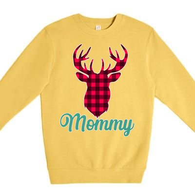 Matching Holiday Family Plaid Reindeer Mommy Premium Crewneck Sweatshirt