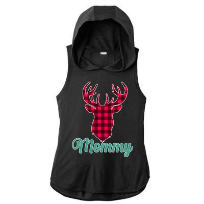 Matching Holiday Family Plaid Reindeer Mommy Ladies PosiCharge Tri-Blend Wicking Draft Hoodie Tank