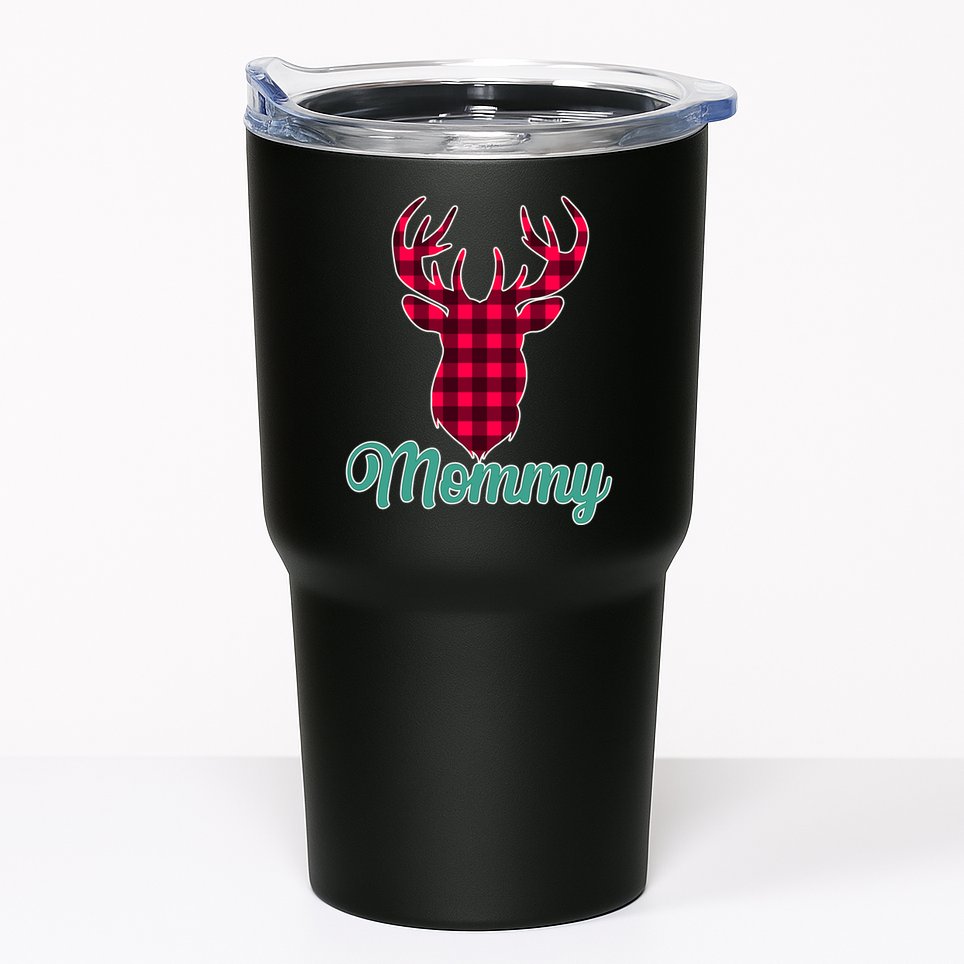 Matching Holiday Family Plaid Reindeer Mommy Tumbler