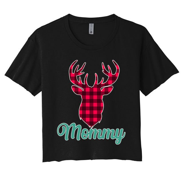 Matching Holiday Family Plaid Reindeer Mommy Crop Top